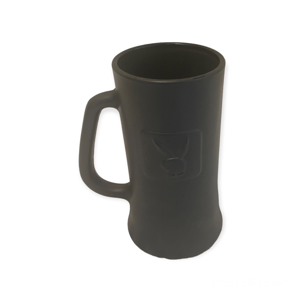 Vintage Playboy Club Bunny Logo Beer Glass Mug Stein Tankard Frosted Grey Black